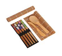 HEEPDD Ensemble de Fabrication de Sushis, Kits de Tapis à Rouler avec Cuillère à Lame de Rideau et 5 Paires de Baguettes Torsadées, pour Faire des Sushis la Maison (Couleur assortie)