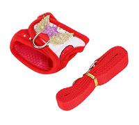 HEEPDD Ensemble de Harnais pour Animaux de Compagnie, Patché à Fraise Rabbit Marche Petit Animal Confortable Sangle de Poitrine Corde pour Lapin Hamster Guine Chinchilla Nan (M)