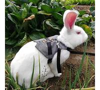 HEEPDD Ensemble de Laisse et Harnais pour Lapin, Gilet Réglable Anti-fuite, en Coton Doux et Respirant pour Lapins de Taille Moyenne au Cou de 9 à 10,24 Pouces, Parfait pour les Promenades dans le (S)