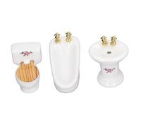 HEEPDD Ensemble de Salle de Bain pour Maison de Poupée, Meubles Miniatures, 3 Pièces avec Baignoire, Lavabo et Toilettes pour Maison de Poupée à l'échelle 1/24, Ensemble de Salle de Bain pour de,