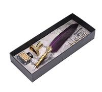 HEEPDD Ensemble de Stylo de Calligraphie, Kit de Plume en Acier Inoxydable avec 5 Plumes et Bouteille d'encre pour une Pratique d'écriture et de Calligraphie élégante (Violet cramoisi)