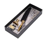 HEEPDD Ensemble de Stylo de Calligraphie Quill Pen, Kit de Quill en Acier Inoxydable pour Rédaction élégante et Pratique de Bureau (BLACK)