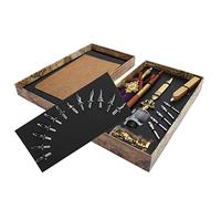 HEEPDD Ensemble de Stylos de Calligraphie, Stylos de Calligraphie, Kit de Trempage avec Motif Rose, Porte-stylo sculpté en Métal et Plumes Remplaçables, pour Cadeau, Collection d'artisanat d'art,