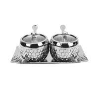 HEEPDD Ensemble de Supports à épices, Pots d'Assaisonnement avec Couvercle et Cuillère pour le Rangement et l'organisation de la Cuisine, Verre en Acier Inoxydable 304, Esthétique Moderne, Double