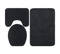 HEEPDD Ensemble de Tapis de Salle de Bain, 3 Pièces, Fibre de Polyester Douce, Absorbant et Antidérapant, Motif en Relief en Pierre, Lavable en Machine pour Une Utilisation Quotidienne dans la Salle