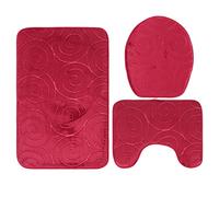 HEEPDD Ensemble de Tapis de Salle de Bain, 3 Pièces, Fibre de Polyester Douce, Absorbant et Antidérapant, Motif en Relief en Pierre, Lavable en Machine pour Une Utilisation Quotidienne dans la Salle