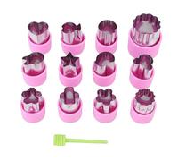 HEEPDD Ensemble D'emporte-pièces en Acier Inoxydable de 12 Formes, Moule à Biscuits, Outils de Cuisson pour Pâte, Fruits et Légumes avec 1 Tige de Démoulage pour les Amateurs de (PURPLE)