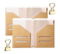 HEEPDD Ensemble D'inserts pour Journal de Voyage, 2 Dossiers en Kraft, 2 Sacs à Fermeture éclair en PVC Transparent, Clips en Forme de Cœur Dorés, Dossiers 18,9 X 12,7 (Ensemble de 6 sacs en papier