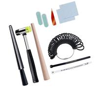 HEEPDD Ensemble d'outils de Mesure de Baguier Professionnel, Kit de Dimensionnement de Bague de Bijoux de 11 Pièces avec Couteau en Agate, Bâton de Polissage et Marteau en Caoutchouc pour un