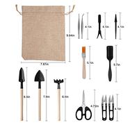 HEEPDD Ensemble D'Outils de Plantation de Jardin 13 Pièces, Brosse à Ciseaux en Acier Inoxydable pour Plantes Succulentes bonsaï, avec Outils de Transplantation à Double Usage et Sac
