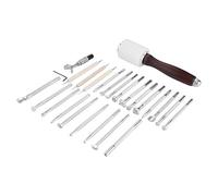 HEEPDD Ensemble d'outils d'estampage du Cuir, Ensemble de Sculpture sur Cuir, 25 Pièces 'outils 'artisanat Professionnels avec 20 Modèles pour l'art Fait à la Main, Construction en Métal Solide