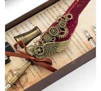 HEEPDD Ensemble Stylo Plume et Encre de Style Européen Rétro, Plume de Dinde et Support en Laiton pour l'écriture Artistique, Parfait pour la Calligraphie et l'écriture de Lettres Stylo de Style