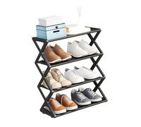 HEEPDD Étagère à Chaussures à 4 Niveaux, Organisateur en Plastique Pliable, Conception Conviviale, Rangement Multicouche pour Entrée, Couloir, Chambre à Coucher (Black)