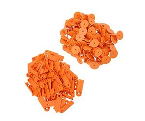 HEEPDD Étiquettes d'oreille Vierges pour Animaux, Matériau TPU avec 100 étiquettes Colorées pour Bovins, Chèvres, Moutons et Porcs (Orange sans paroles (prix de 100))