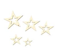 HEEPDD Étoiles en Bois Vierges Inachevées, Pièces Artisanales en Planches de Peuplier pour Projets de Bricolage, Décorations d'étoiles Rustiques Creuses pour la Décoration de la Maison, 205 Pièces