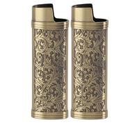 HEEPDD Étui à Briquet en Métal, Housse de Protection à Motif Botanique Vintage avec Alliage de Zinc Haute Résistance, pour Briquets Pleine Grandeur et Mini J5 J6 (Bronze)
