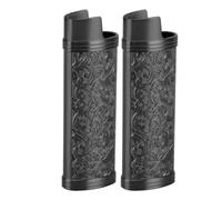 HEEPDD Étui à Briquet en Métal, Pochettes à Briquet, Housse de Protection en Alliage de Zinc Haute Résistance, pour Pleine Taille et Mini J5 J6 Étui à en Métal, Motif Botanique Vintage en doré (BLACK)