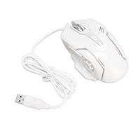 HEEPDD F7 Souris filaire Gaming Mouse RGB rétro-éclairage large plaque inférieure design ergonomique 4 niveaux DPI pour la maison (blanc)