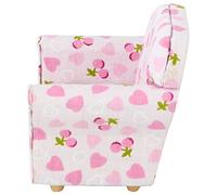 HEEPDD Fauteuil de canapé Miniature pour Maison de Poupée, Meubles en Bois avec imprimé Cœur et Fraise pour Décoration de Salon de Maison de Poupée à l'échelle 1:12