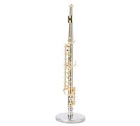 HEEPDD Flûte Miniature, 11 cm Mini flûte d'or avec Support et étui cuivre Mini Instrument de Musique Miniature Dollhouse modèle modèle Cadeaux musicaux décor à la Maison Ornements