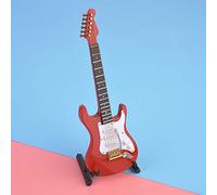 HEEPDD Guitare Miniature en Bois, avec Support, Ornement Décoratif pour Maisons de Poupées et Amateurs de Musique Guitare Miniature en Bois, Modèle en Tilleul Nan Objets de Collection (Rouge)