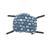 HEEPDD Hamac Cage pour Chat avec Balle, Lit Suspendu pour Animal Domestique Double Couche avec Tapis Rafraîchissant en Soie Glacée et Crochets en Acier (M 35x27x20cm / 13.78x10.63x7.87in Bleu)
