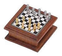 HEEPDD Jeu d'échecs Décoration de Maison de Poupée, Mini Jeu d'échecs en Bouleau et Métal 1:12 pour aux échecs et Décoration de Maison de Poupée