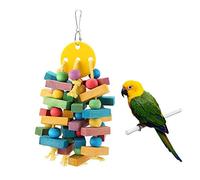 HEEPDD Jouet à mâcher Oiseau, Perles en Bois colorées et Blocs de Noeuds à Suspendu Swing Perroquet pour Macaw Africain Gris Amazone cacatoès Perruche Insecte Manches et