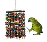 HEEPDD Jouet à Mâcher pour Oiseaux, Jouet pour Oiseaux de Taille Moyenne et Grande, à Mâcher Divertissant avec Cintre 60 X 30 Cm pour Animal de Compagnie, Perruche, à, Perroquet en Bois coloré à