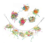 HEEPDD Jouet à Mâcher pour Perroquets, Boule en Rotin Colorée, Jouet à Mâcher avec Chaîne en Métal, Idéal pour Les Cages à Oiseaux et Les Activités de Jeu