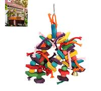 HEEPDD Jouet à Mâcher pour Perruche, Blocs en Bois Naturel coloré avec Corde en Coton pour Aras, Oiseaux de Compagnie, Jouets sans Danger pour Les Oiseaux pour Réduire l'anxiété et (Style Corde