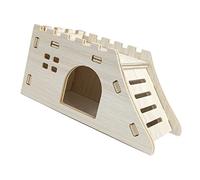 HEEPDD Jouet de Maison de Hamster en Bois, Cachette en Bois Pratique pour Le Repos et Le Jeu du Hamster, Maison d'escalade Idéale pour avec Plate-Forme d'exercice (Petit château à échelle