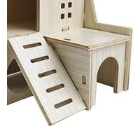 HEEPDD Jouet de Maison de Hamster en Bois, Cachette pour Le Repos et Le Jeu du Hamster, Maison d'escalade Idéale pour avec Plate-Forme d'exercice, Jouet de de en Bois, Fournitures Pratiques pour