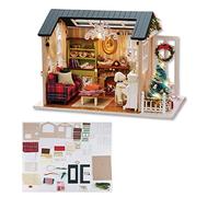 HEEPDD Jouet de Maison Miniature en Bois pour Enfants, Modèle avec Lumière LED, Construisez Votre Propre Maison de Rêve, Parfait pour l'imagination et la créativité. Jouet de Miniature en Bois pour