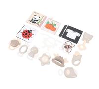 HEEPDD Jouet Hochet pour bébé, Anneaux de Dentition, Bâton de Meulage à la Main, Hochet en Silicone Souple, Jouet Shaker à Saisir avec Livres en Tissu pour le Développement Sensoriel des