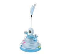 HEEPDD Jouet Interactif de de Boule de Chat d'herbe à Chat de Plume, Jeu de Plateau Tournant d'animal Familier de Rail de 4 Couches, Augmente L'intérêt, Amusant pour Les Chats, Sûr (Bleu foncé)
