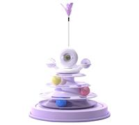 HEEPDD Jouet Interactif de de Boule de Chat d'herbe à Chat de Plume, Jeu de Plateau Tournant d'animal Familier de Rail de 4 Couches, Augmente L'intérêt, Amusant pour Les Chats, Sûr (Violet)