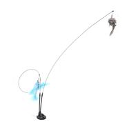 HEEPDD Jouet Interactif en Plumes pour Chat, Jouets en Plumes, Baguette Teaser, Bâton, Base à Double Ventouse, Fil d'acier Amovible, 4 de Remplacement pour Chats d'intérieur, Exercice de Jeu, Chat