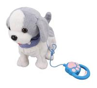 HEEPDD Jouet pour Chien en Coton Doux Qui Marche et Aboie, Chiot électronique Interactif avec Télécommande, Laisse, Imitation Sonore, 8 Chansons pour Enfants, Jeu en Intérieur et en Extérieur (Grey)