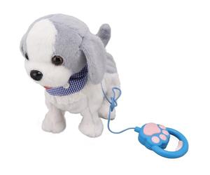 HEEPDD Jouet pour Chien en Coton Doux Qui Marche et Aboie, Chiot électronique Interactif avec Télécommande, Laisse, Imitation Sonore, 8 Chansons pour Enfants, Jeu en Intérieur et en Extérieur (Grey)