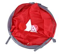 HEEPDD Jouet Tunnel pour Chat, Tunnel Pliable avec Balle en Peluche, Jouet d'activité Engageant pour Chatons et Petits Animaux de Compagnie, Bon pour Jouer et Faire de l'exercice (Rouge)