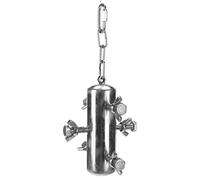 HEEPDD Jouets pour Oiseaux en Acier Inoxydable, Puzzle Interactif pour Perroquet, Solution de Recherche de Nourriture Durable pour Perruches et Calopsittes, Facile à Installer 10 X 21 Cm