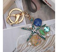 HEEPDD Keychain en en Cristal, Mignon étoiles de Mer Sacallop Forme Key Chain étincelante Clé Ring Pours Sac à Main Sac à Main Decoration Nan