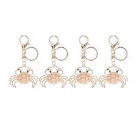 HEEPDD Kicestone Keychain, 4pcs Zinc Alloy Crab Shape Rhinestones Clé pour Les Femmes Girls Purs Sac Charme Pendre Nan