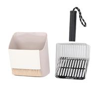 HEEPDD Kit de Scoop de Litière pour Chats, Maille en Acier en Acier Inoxydable Caca Coquette Caddie avec Un Scooper de Brosse de Nettoyage à -doussine Portable Ensemble pour Home Plage