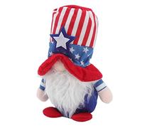 HEEPDD Leprechaun Patriotique du 4 Juillet, Peluche Leprechaun Patriotique Artisanal Priable Facture pour la Célébration des Vacances (Chapeau Rayé Rouges)