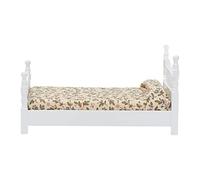 HEEPDD Lit de Maison de Poupée en Bois, Ensemble de Meubles de Chambre à Coucher Miniatures avec Matelas et Oreillers, Bouleau à l'échelle 1:12, Conçu pour Un Jeu Réaliste, 6,3 X 3,15 X,46 Pouces,