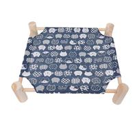 HEEPDD Lit Hamac pour Chat, Hamac pour Animaux de Compagnie en Lin et Coton Lavable Doux avec Fond Antidérapant, Lit surélevé Respirant pour Chats et Chiens (tête de Chat Bleu)