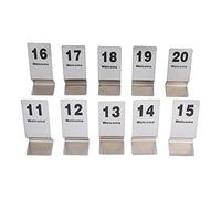 HEEPDD Lot de 10 Cartes de Numéro de Table en Acier Inoxydable, Carte de Siège à Panneau Numérique Double Face avec un Design élégant, pour les Décorations de Fête de Remise de
