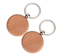 HEEPDD Lot de 10 Porte-clés Vierges en Bois de Hêtre - Étiquettes en Bois Non Finies pour Loisirs Créatifs avec Bords Poncés Lisses pour Breloques de Sac, Accessoires de Sac à (Taille ronde 4CM)